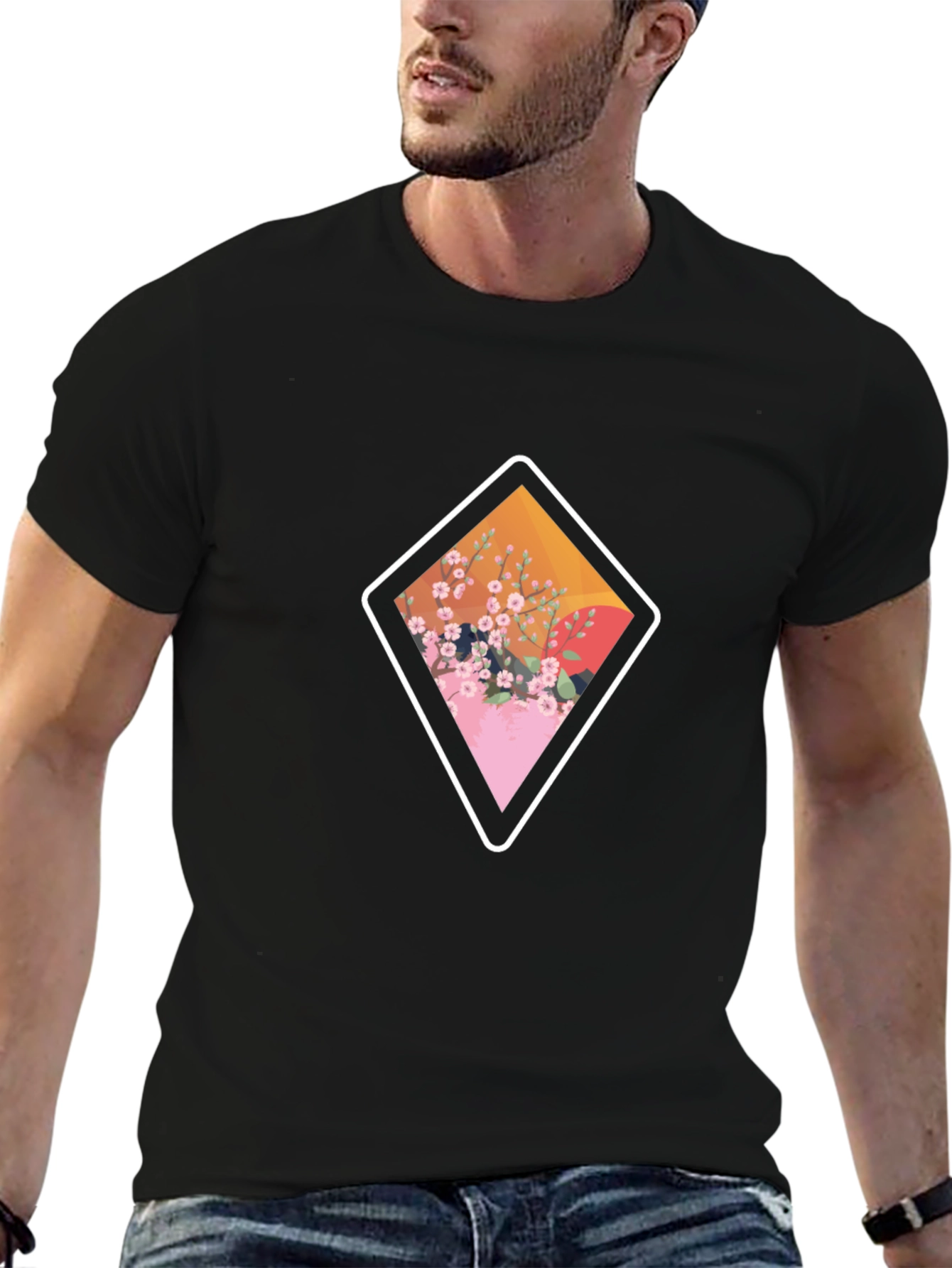 Diamond Floral Graphic Tee - Casual Style