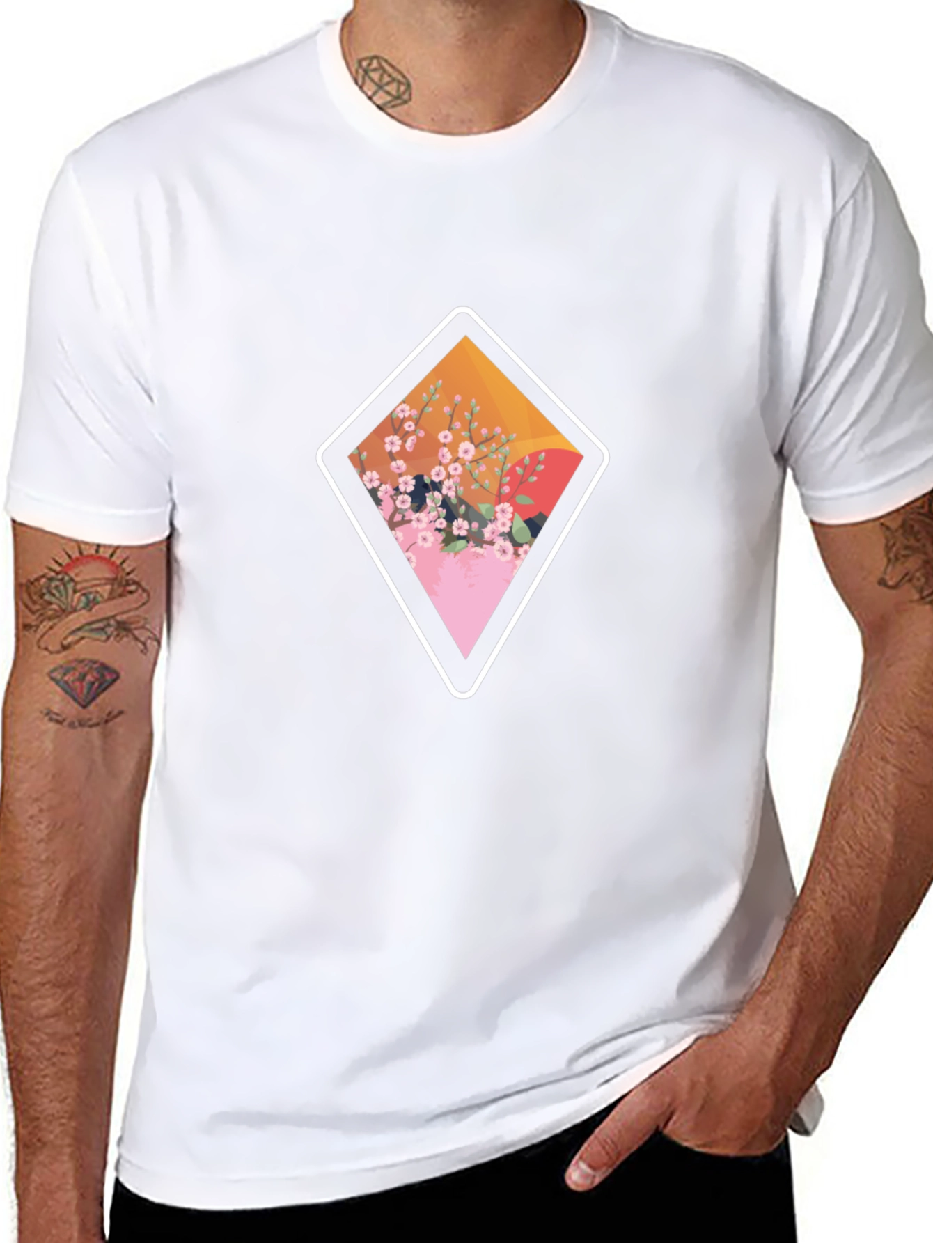 Diamond Floral Graphic Tee - Casual Style