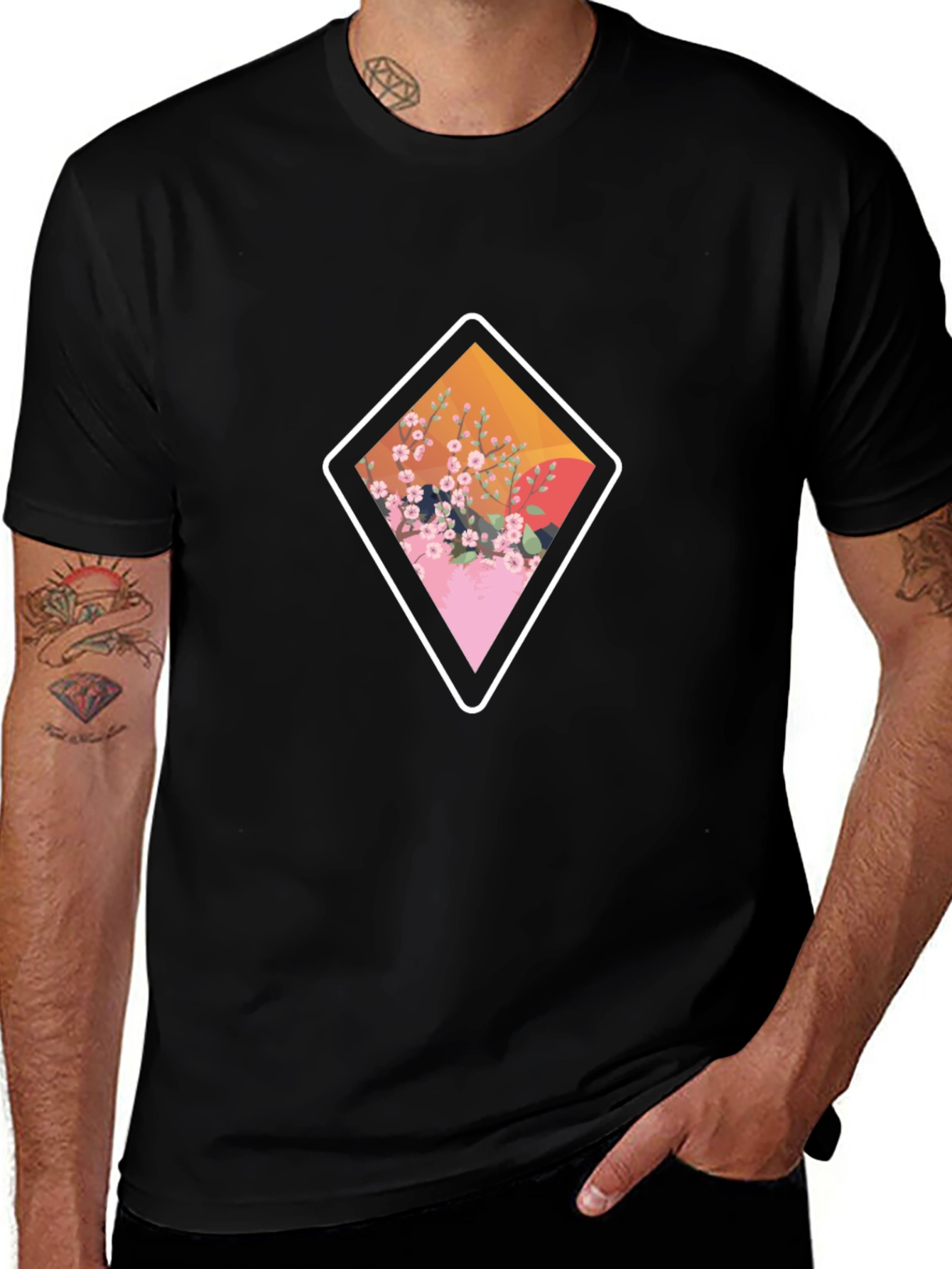 Diamond Floral Graphic Tee - Casual Style