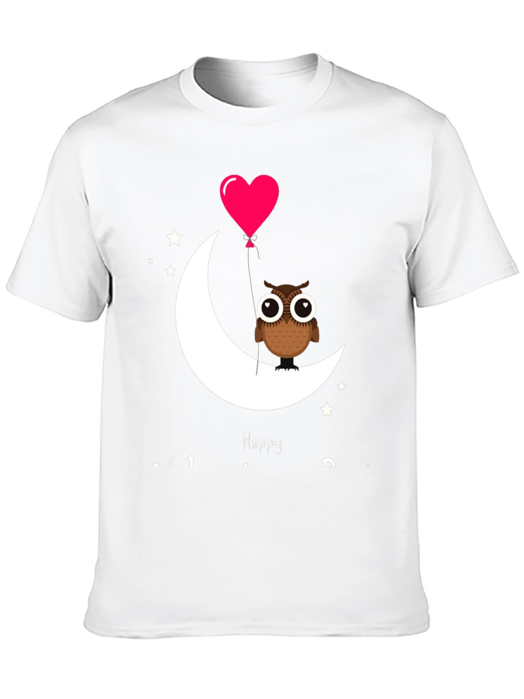 Owl on Moon with Heart Balloon Graphic Tee