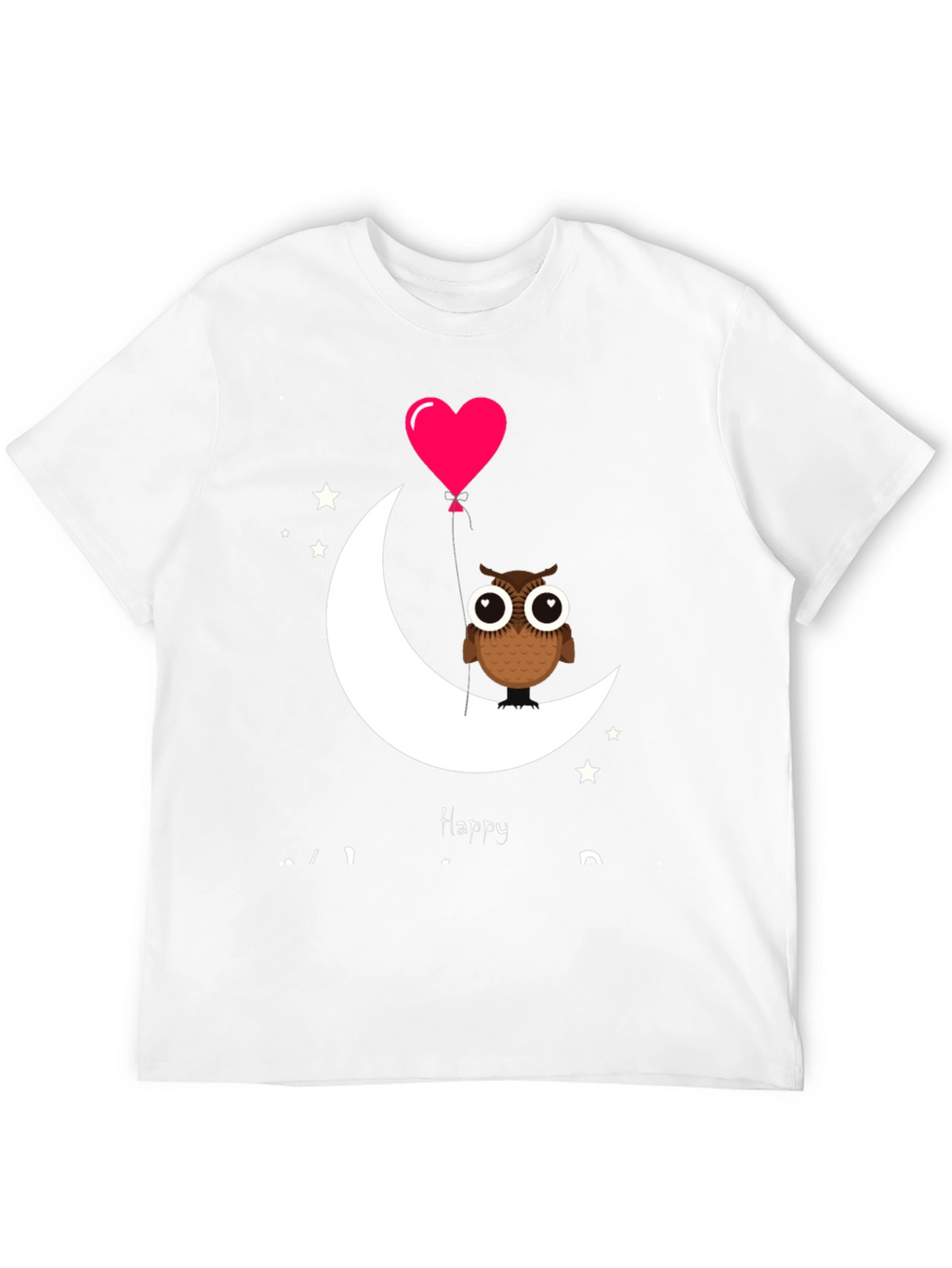 Owl on Moon with Heart Balloon Graphic Tee