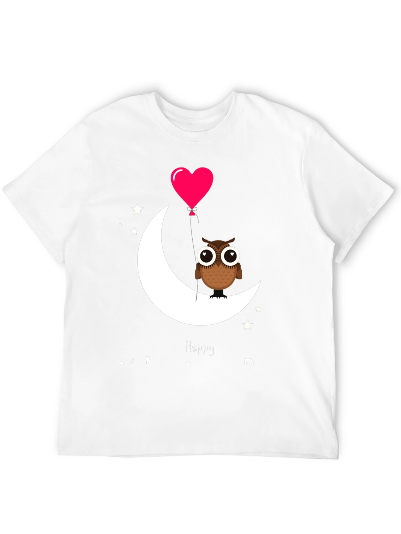 Owl on Moon with Heart Balloon Graphic Tee