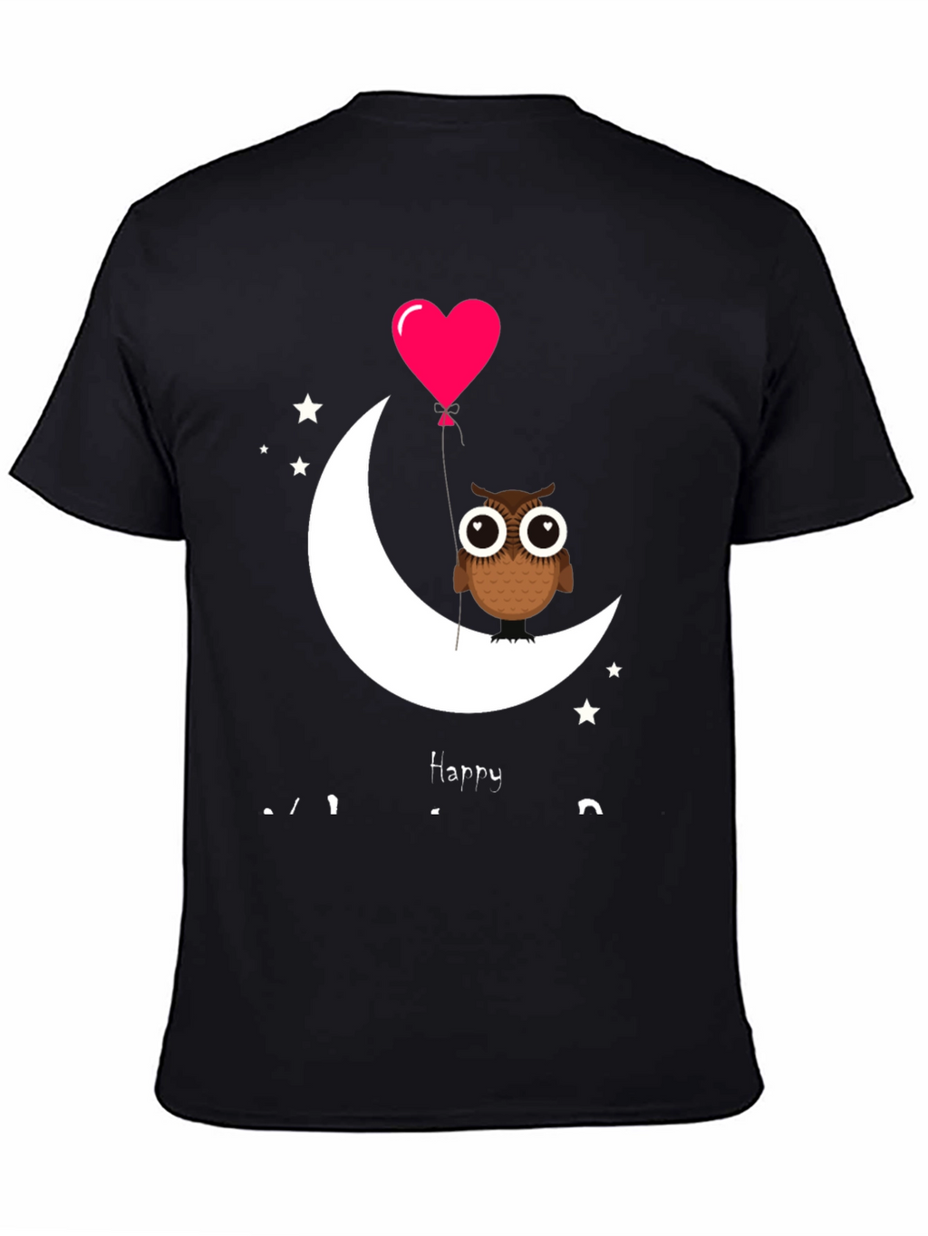 Owl on Moon with Heart Balloon Graphic Tee