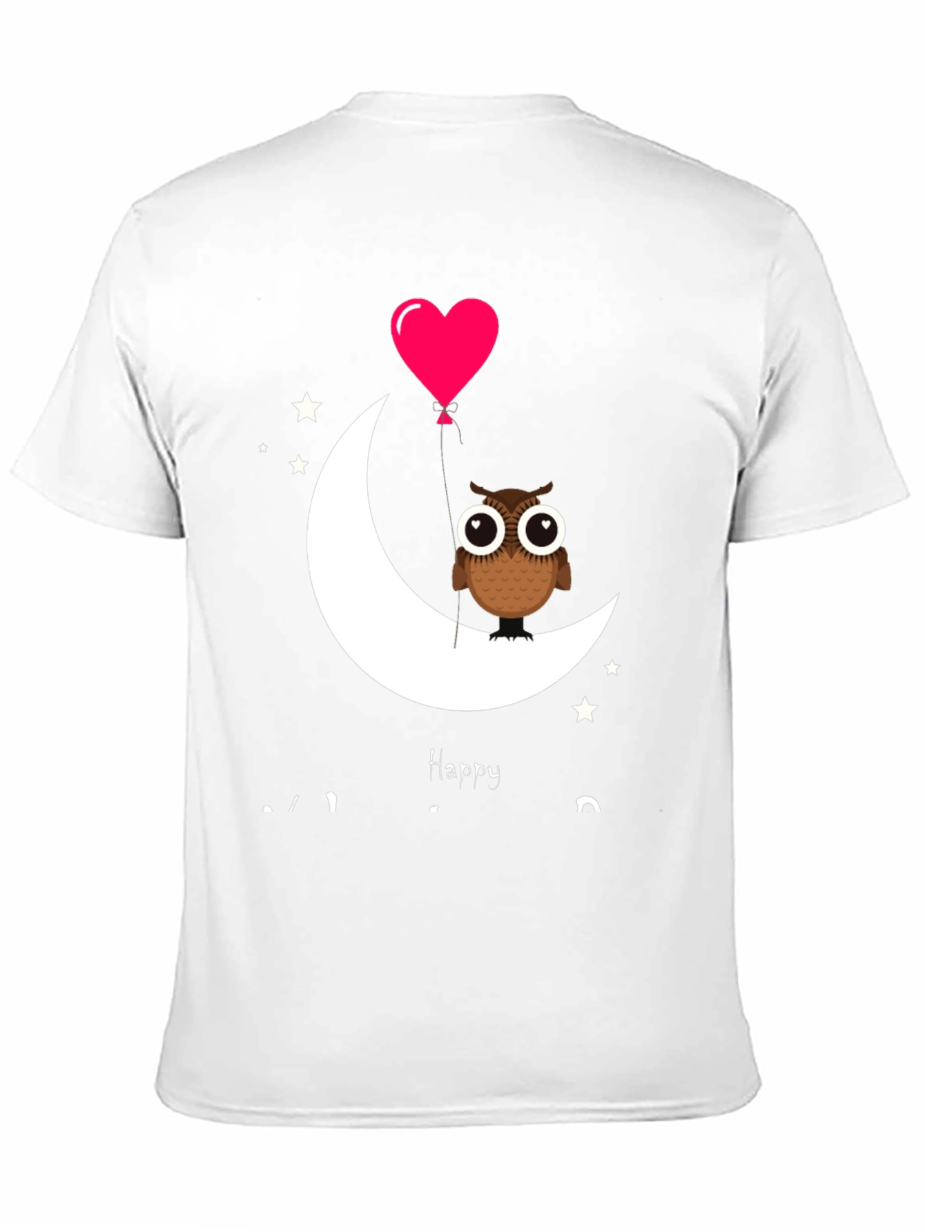 Owl on Moon with Heart Balloon Graphic Tee