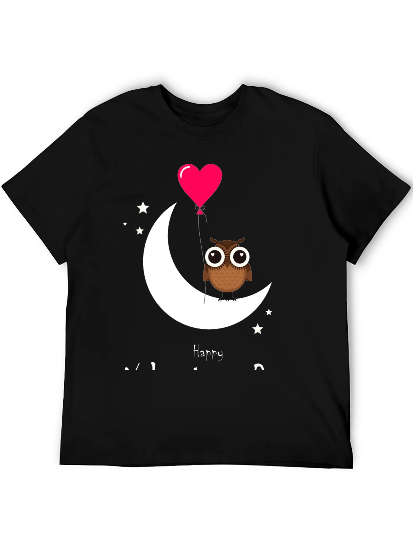 Owl on Moon with Heart Balloon Graphic Tee