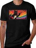 Cool Cat Guitarist T-Shirt - Black