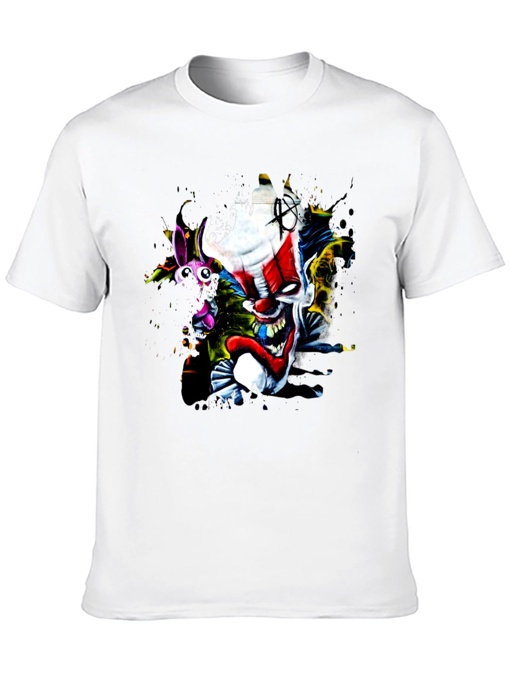 Creepy Clown Graphic Print Black T-Shirt