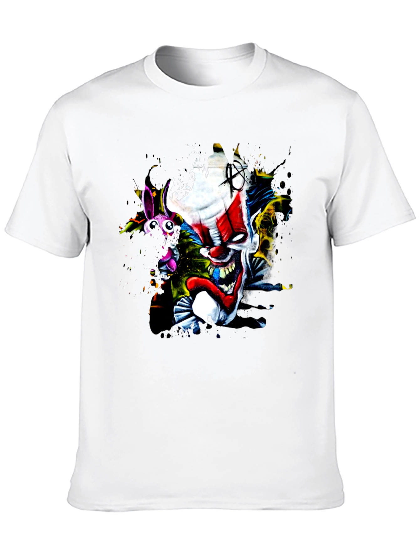 Creepy Clown Graphic Print Black T-Shirt