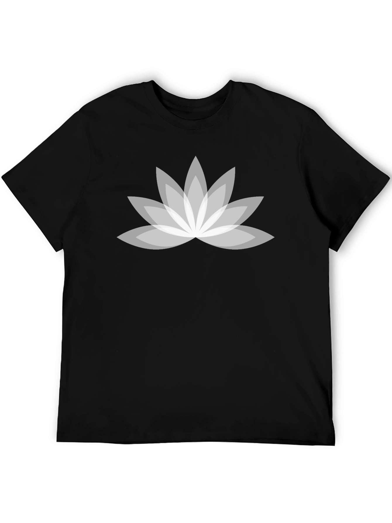 Mens Black Lotus Graphic Tee - Soft Cotton Comfort