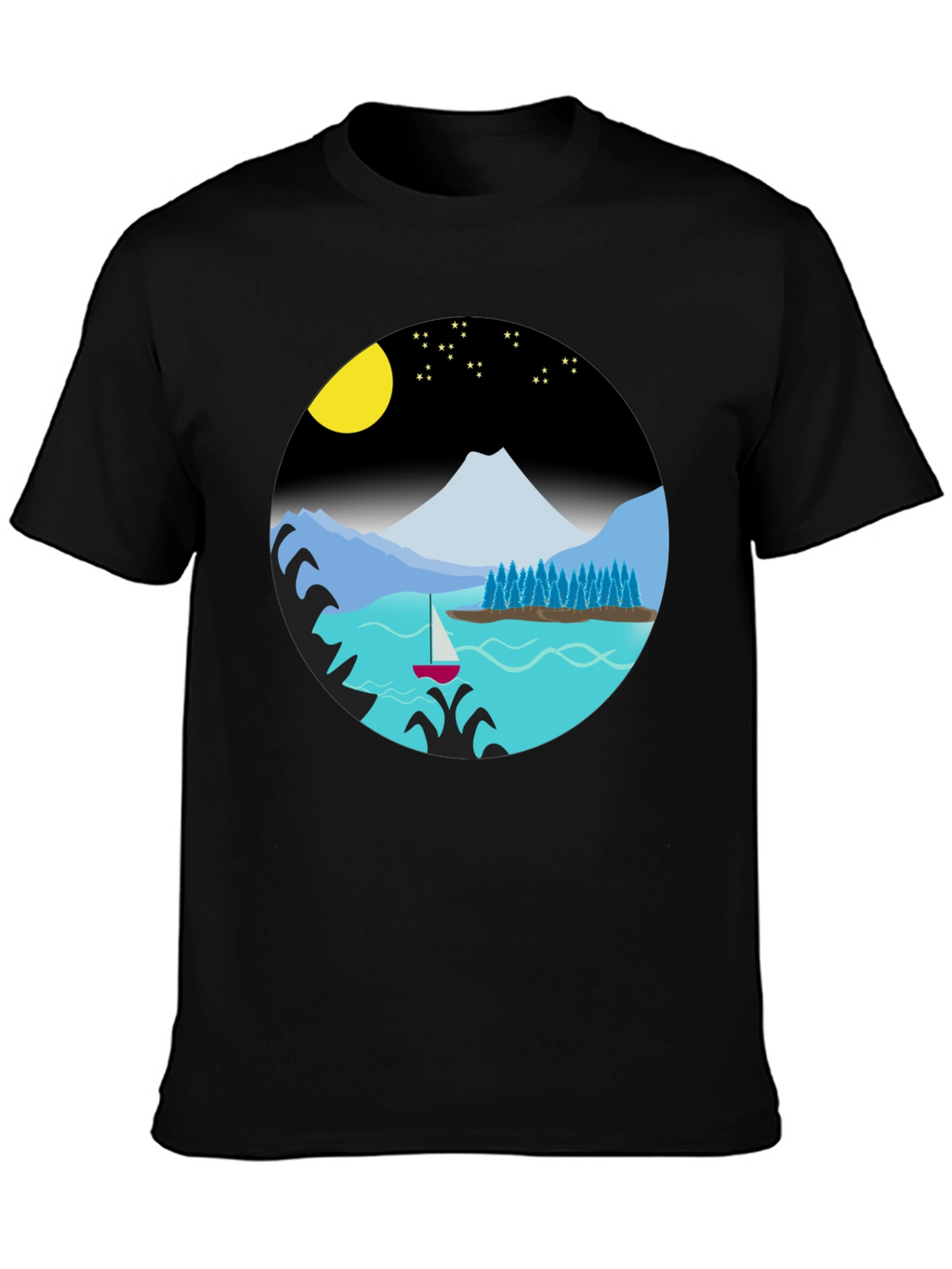 Scenic Night Lake Graphic Tee