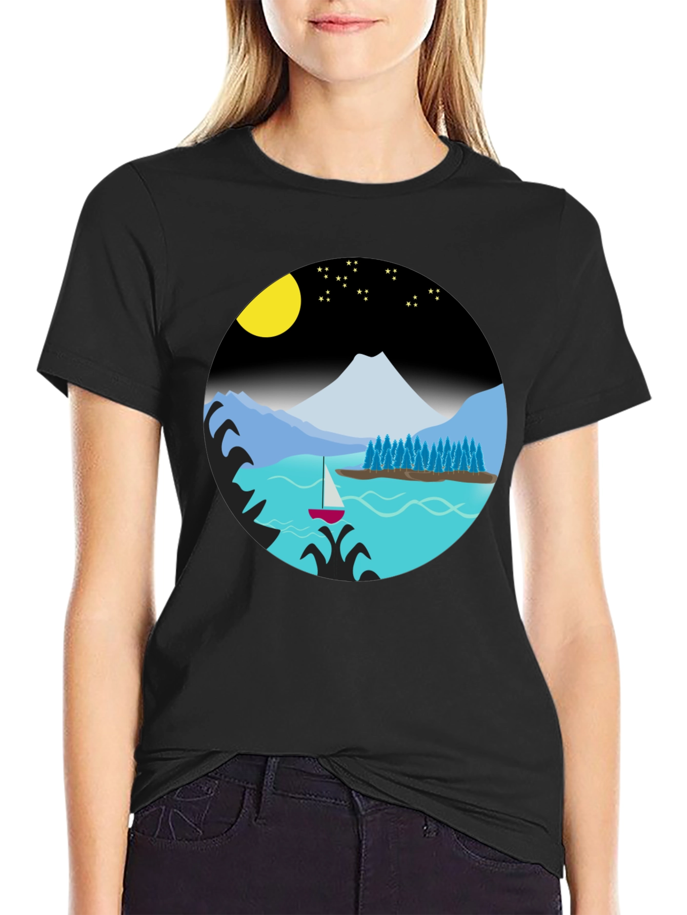 Scenic Night Lake Graphic Tee