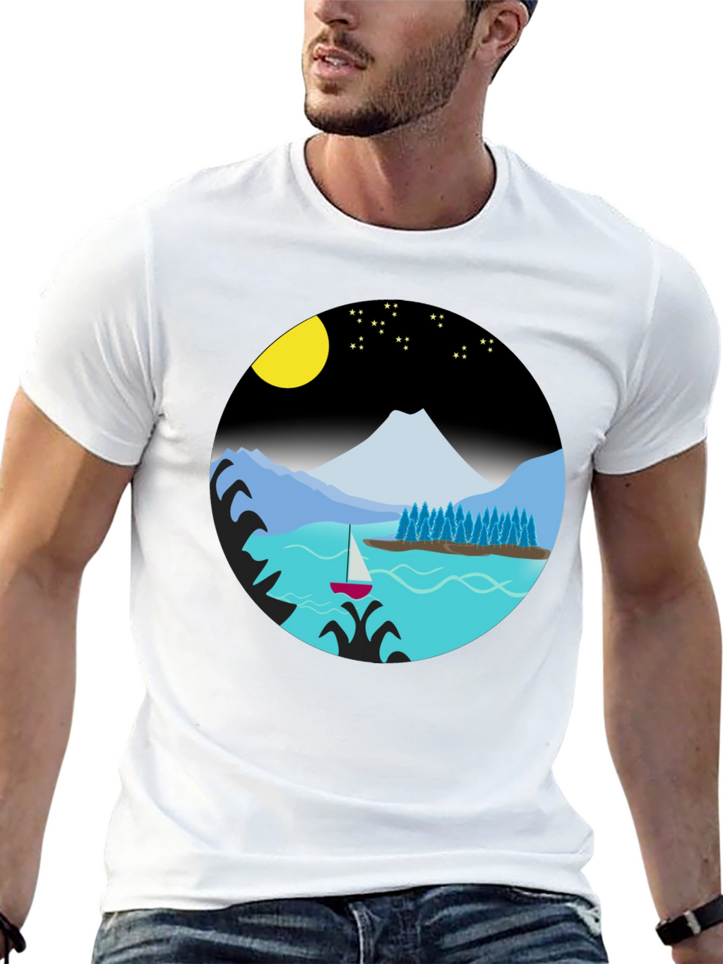 Scenic Night Lake Graphic Tee