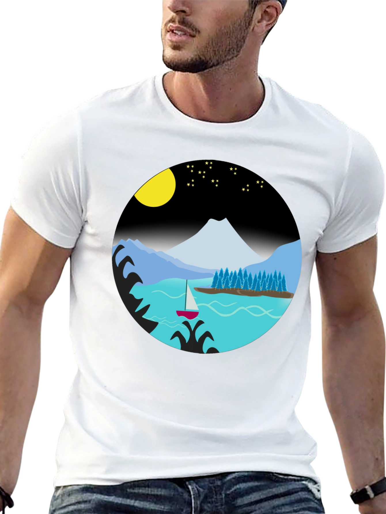 Scenic Night Lake Graphic Tee