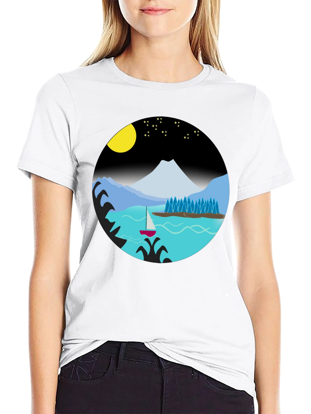 Scenic Night Lake Graphic Tee