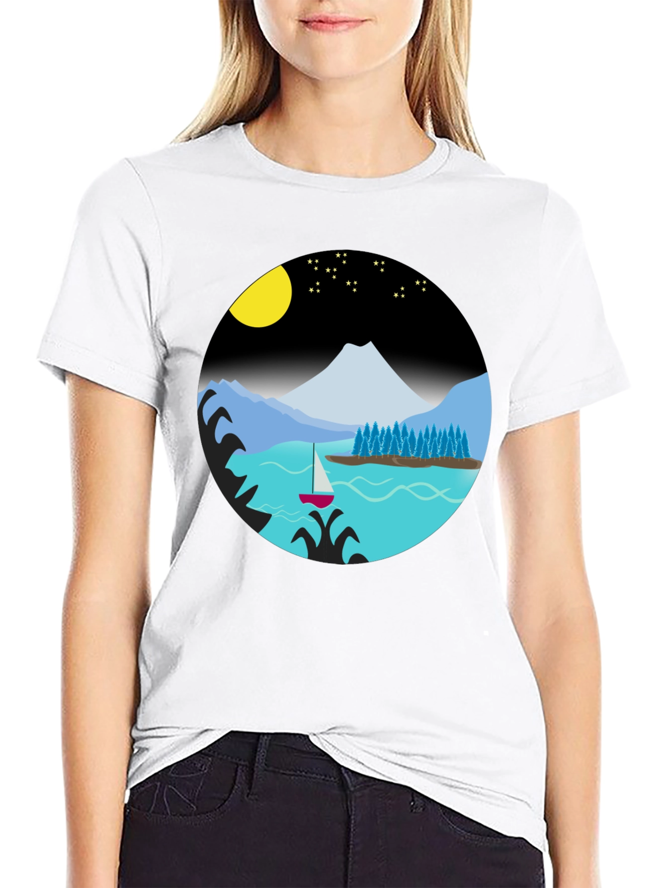 Scenic Night Lake Graphic Tee