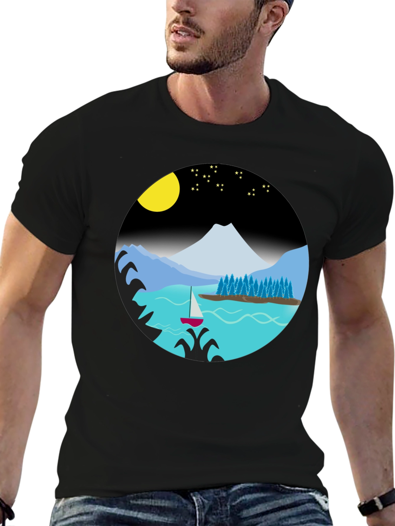 Scenic Night Lake Graphic Tee