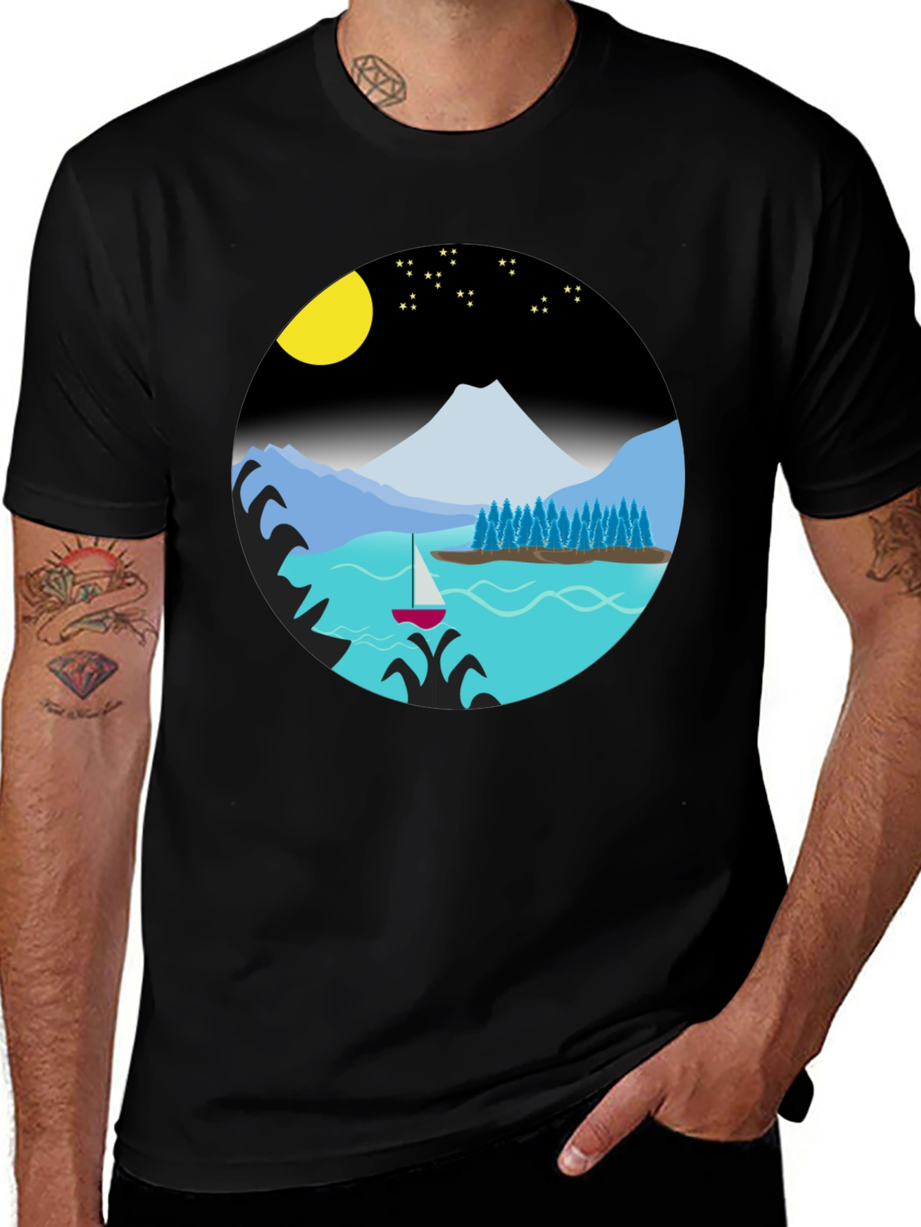 Scenic Night Lake Graphic Tee