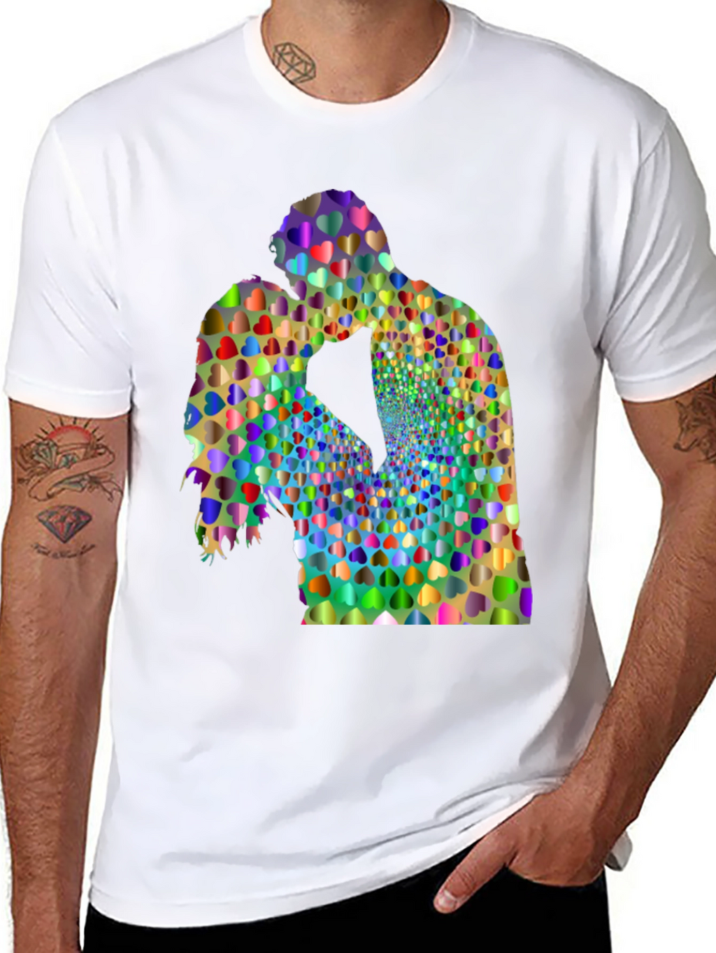 Heart Kiss Graphic Tee - Artistic Love Shirt