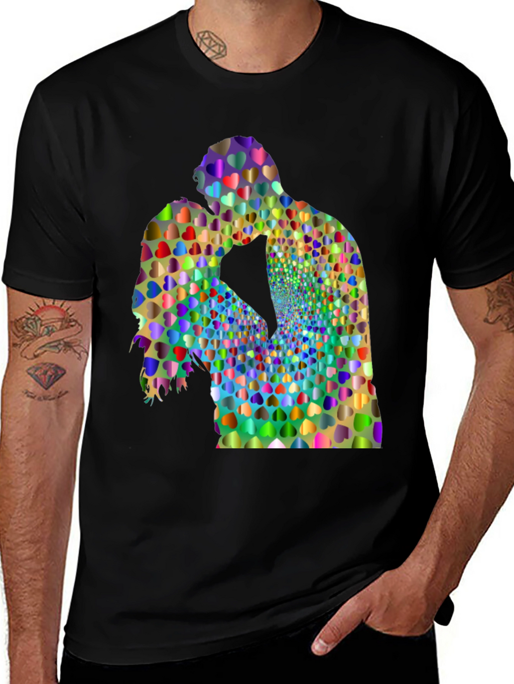 Heart Kiss Graphic Tee - Artistic Love Shirt