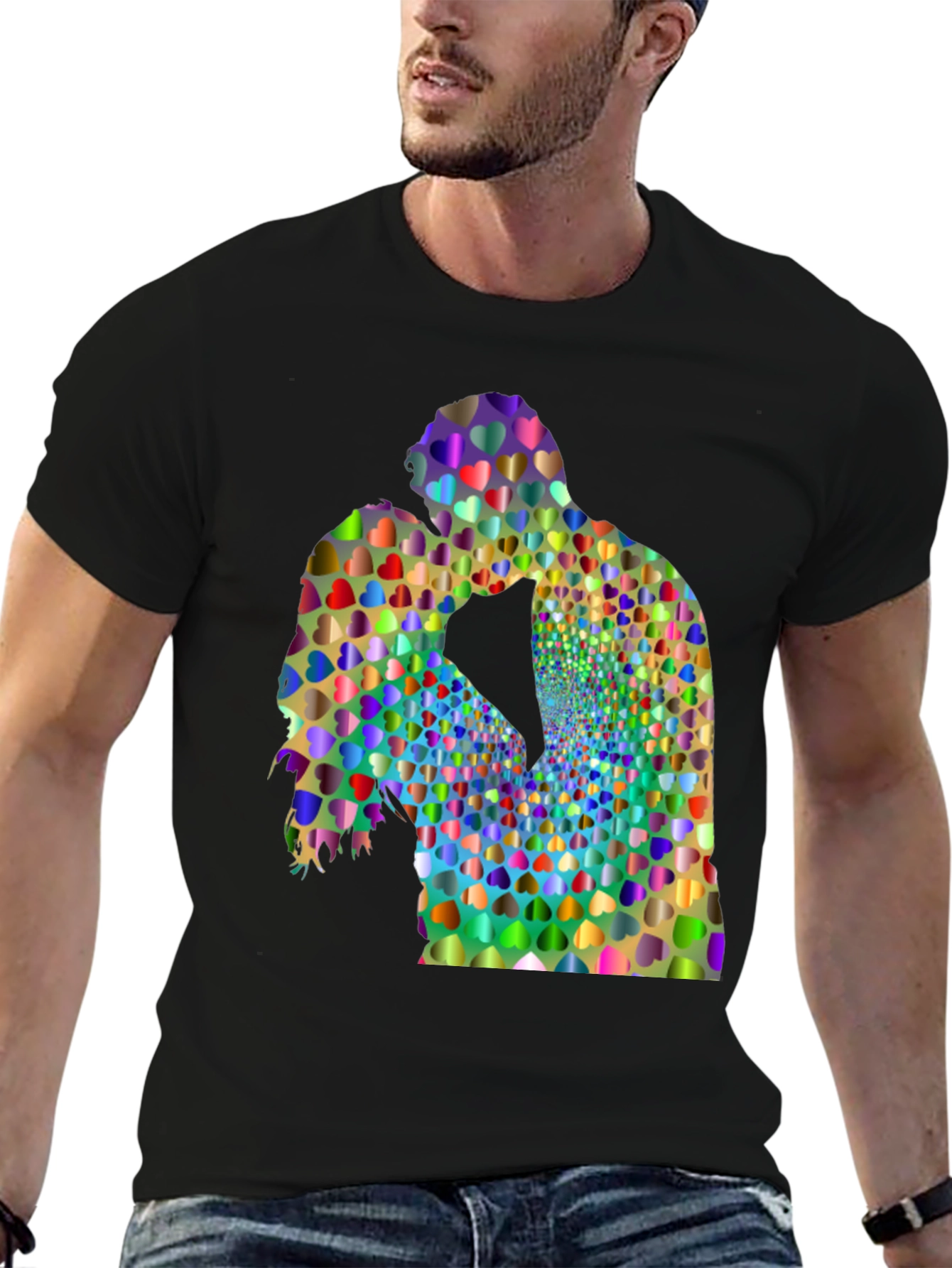 Heart Kiss Graphic Tee - Artistic Love Shirt