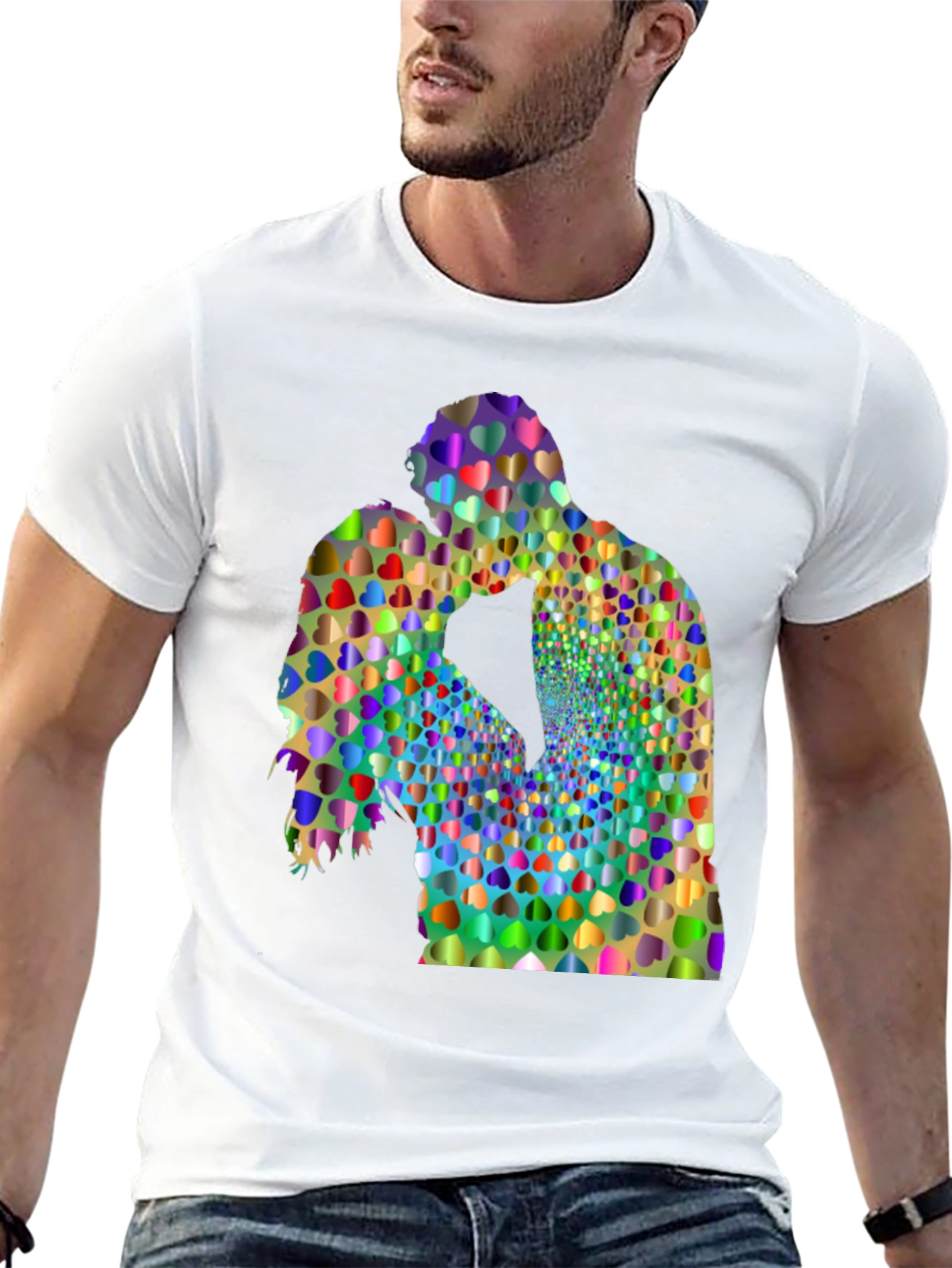 Heart Kiss Graphic Tee - Artistic Love Shirt