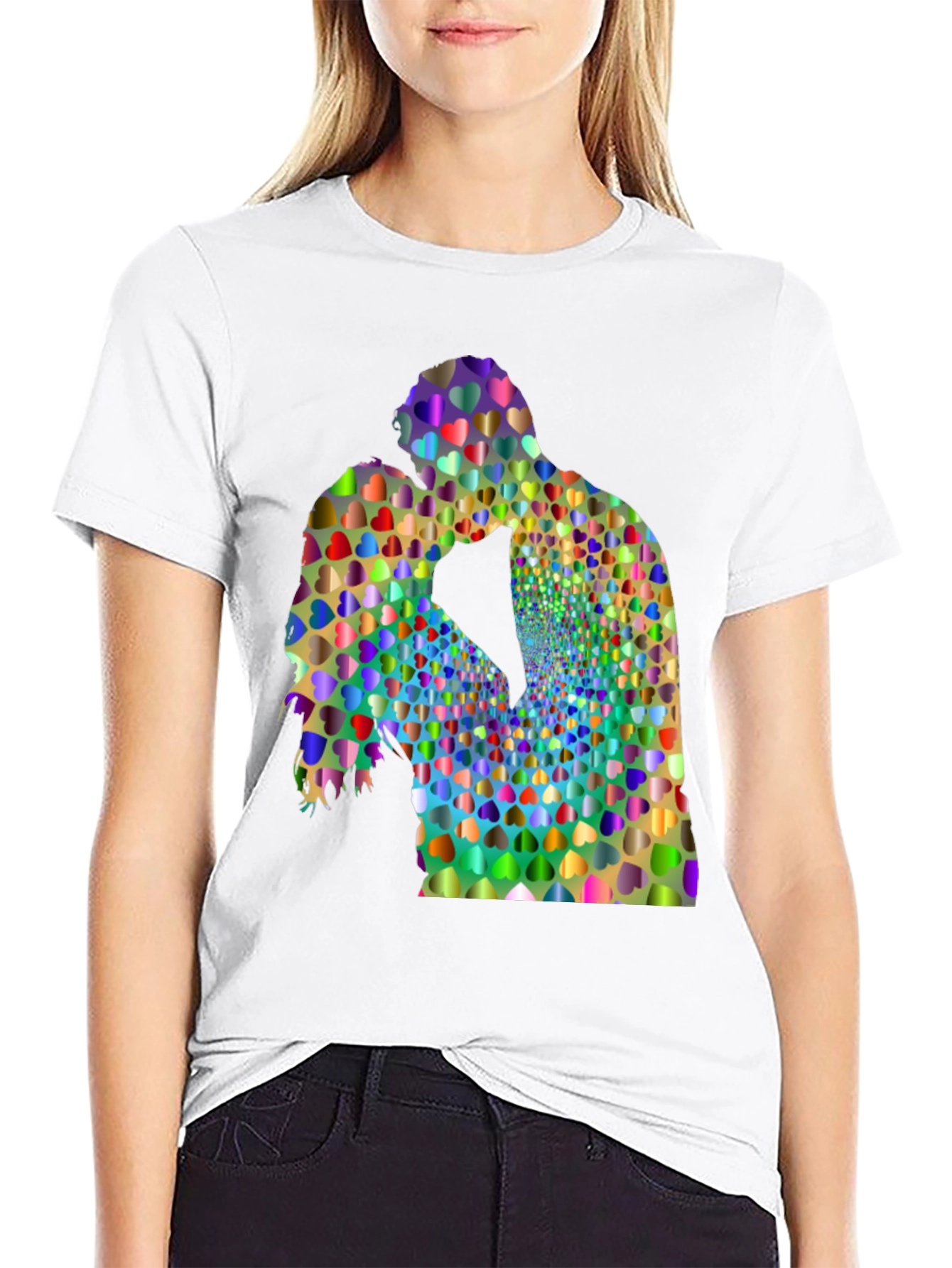 Heart Kiss Graphic Tee - Artistic Love Shirt
