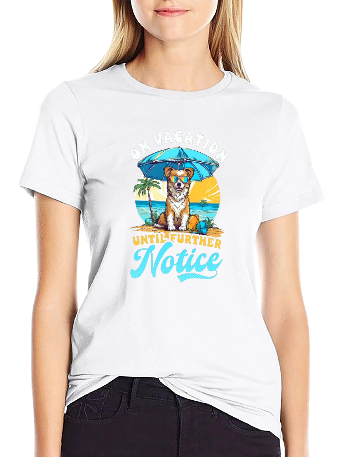 Vacation Dog Graphic Tee - Relaxed Holiday Style
