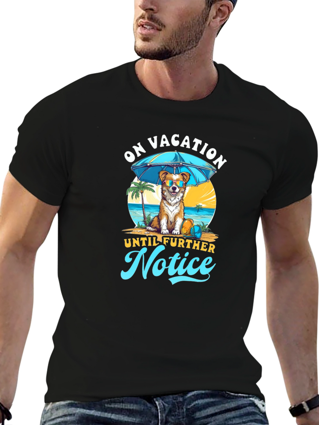 Vacation Dog Graphic Tee - Relaxed Holiday Style