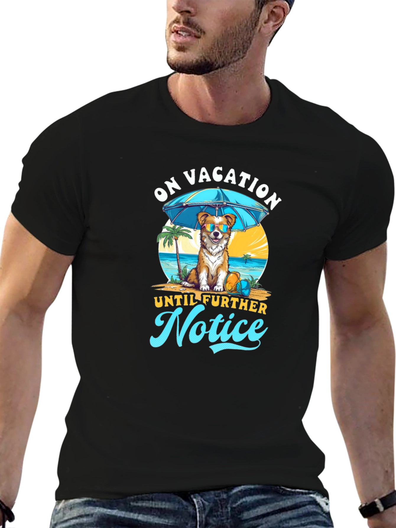 Vacation Dog Graphic Tee - Relaxed Holiday Style