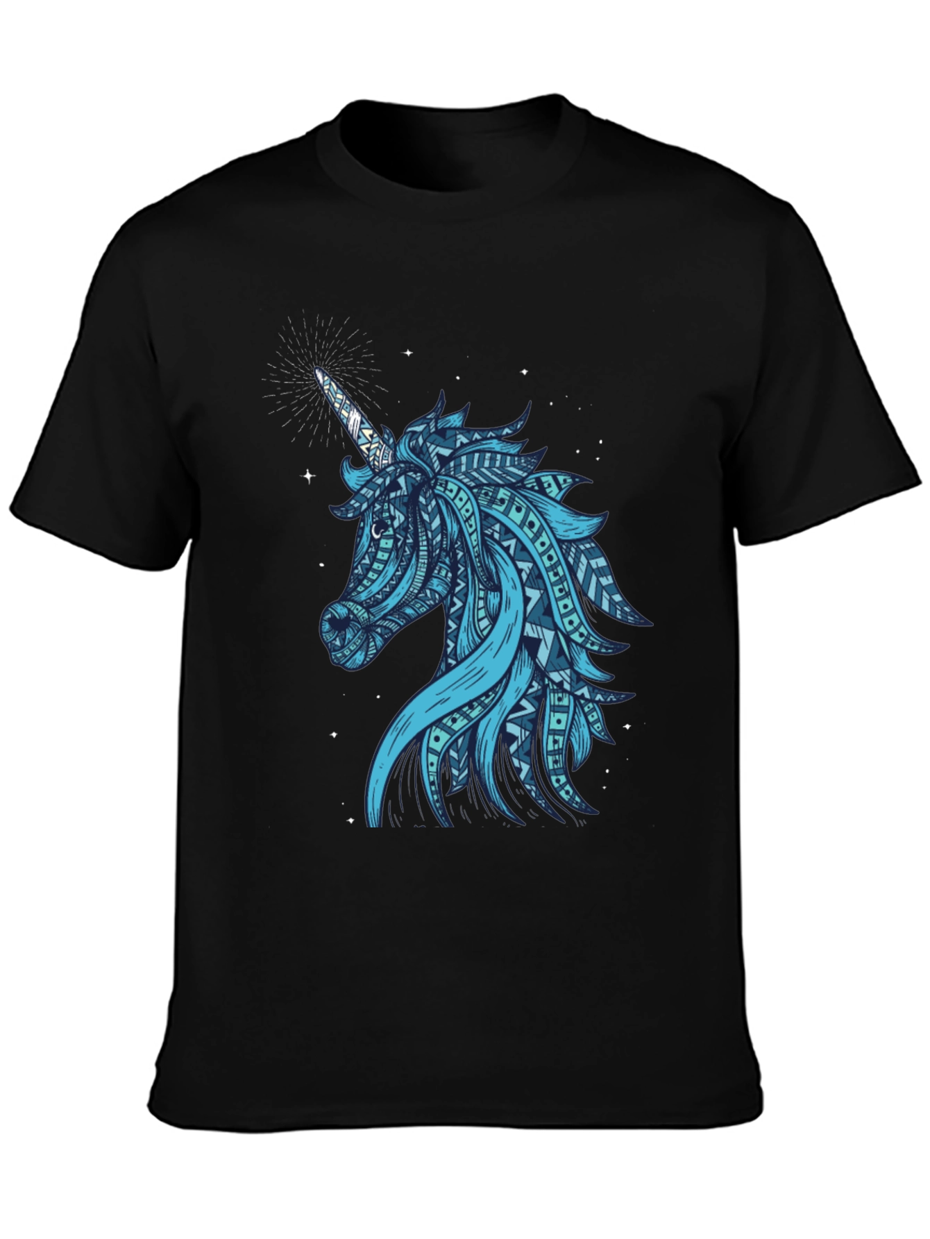 Tribal Unicorn Graphic Tee - Mens Black T-Shirt