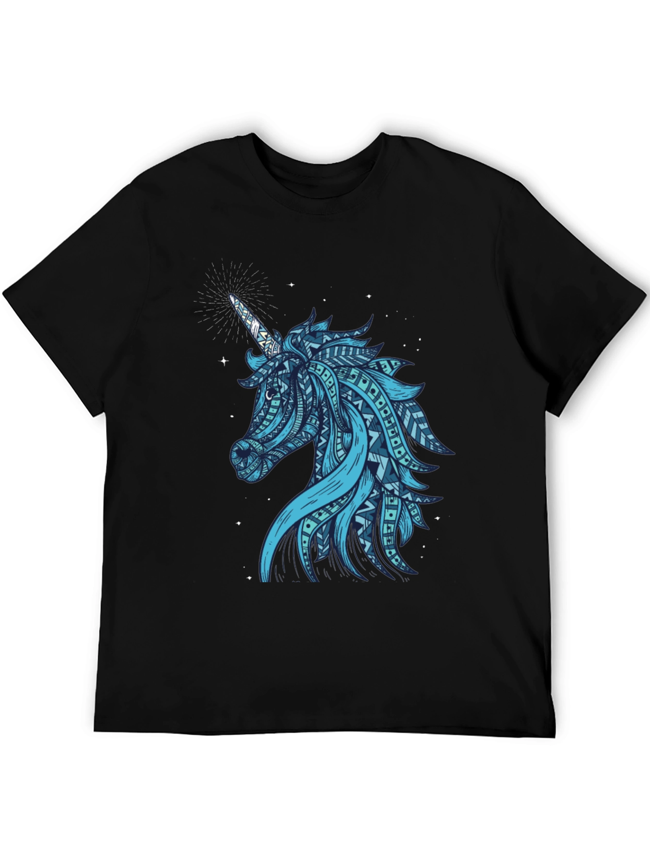 Tribal Unicorn Graphic Tee - Mens Black T-Shirt
