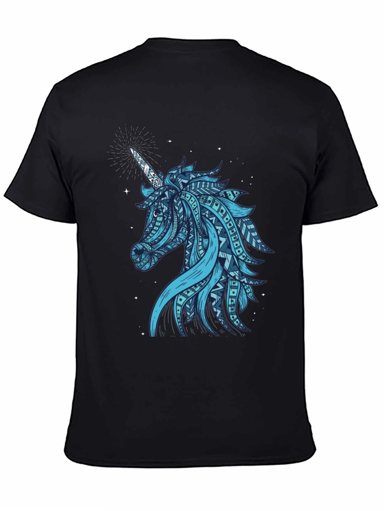 Tribal Unicorn Graphic Tee - Mens Black T-Shirt