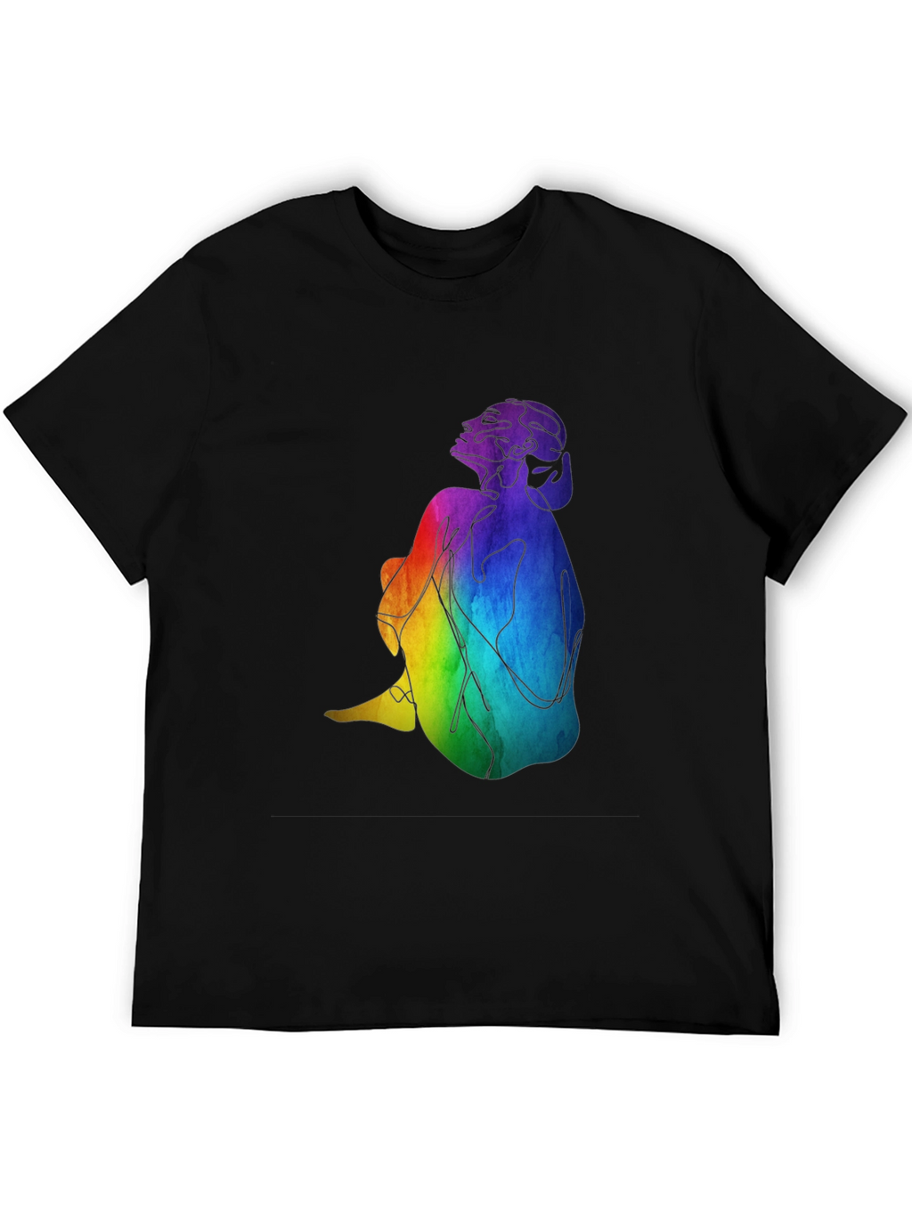 Rainbow Woman Graphic Black T-Shirt