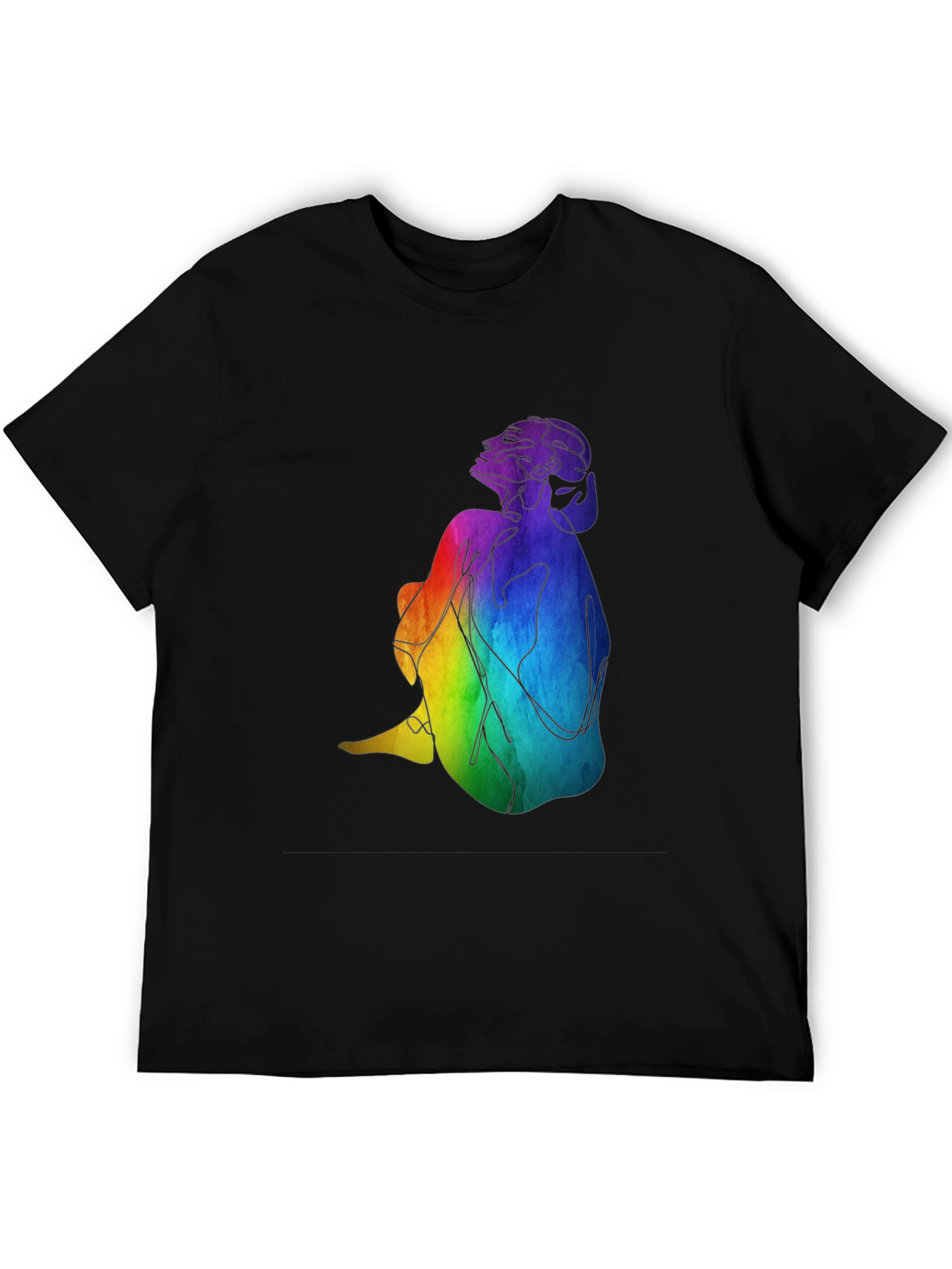 Rainbow Woman Graphic Black T-Shirt