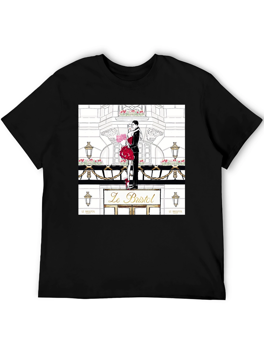 Parisian Romance Graphic Tee - Black
