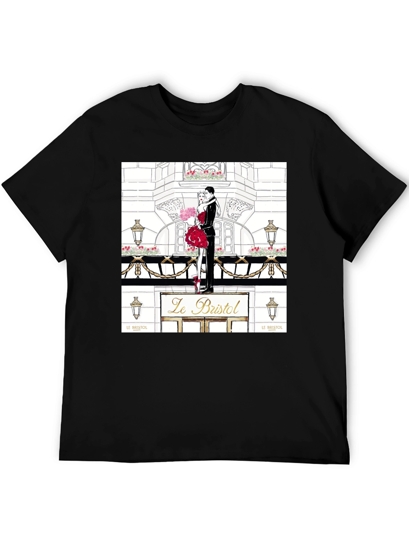 Parisian Romance Graphic Tee - Black