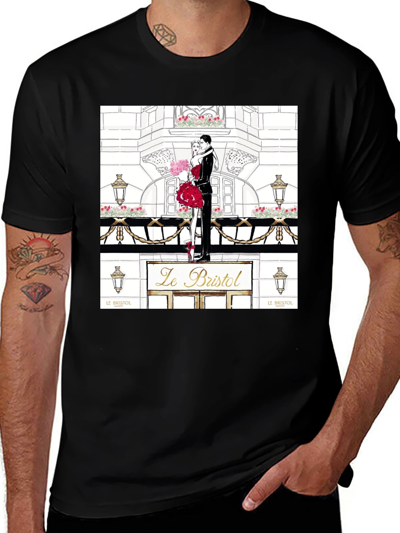 Parisian Romance Graphic Tee - Black