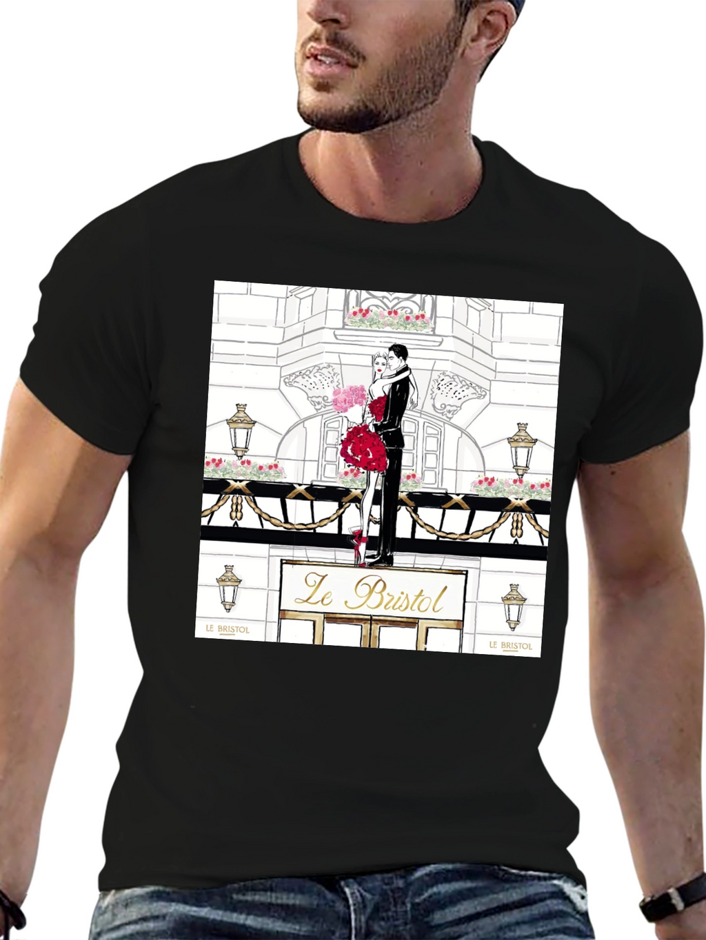 Parisian Romance Graphic Tee - Black