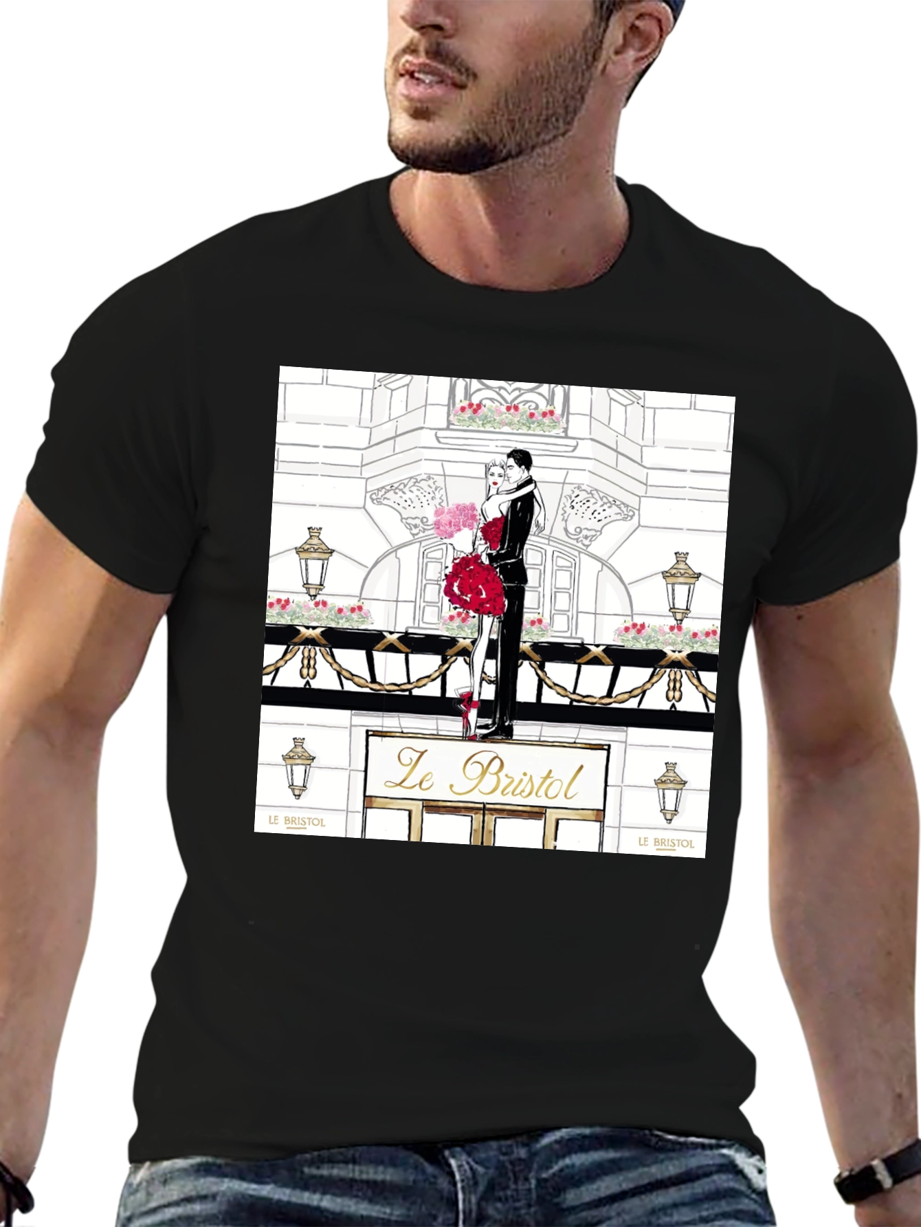 Parisian Romance Graphic Tee - Black