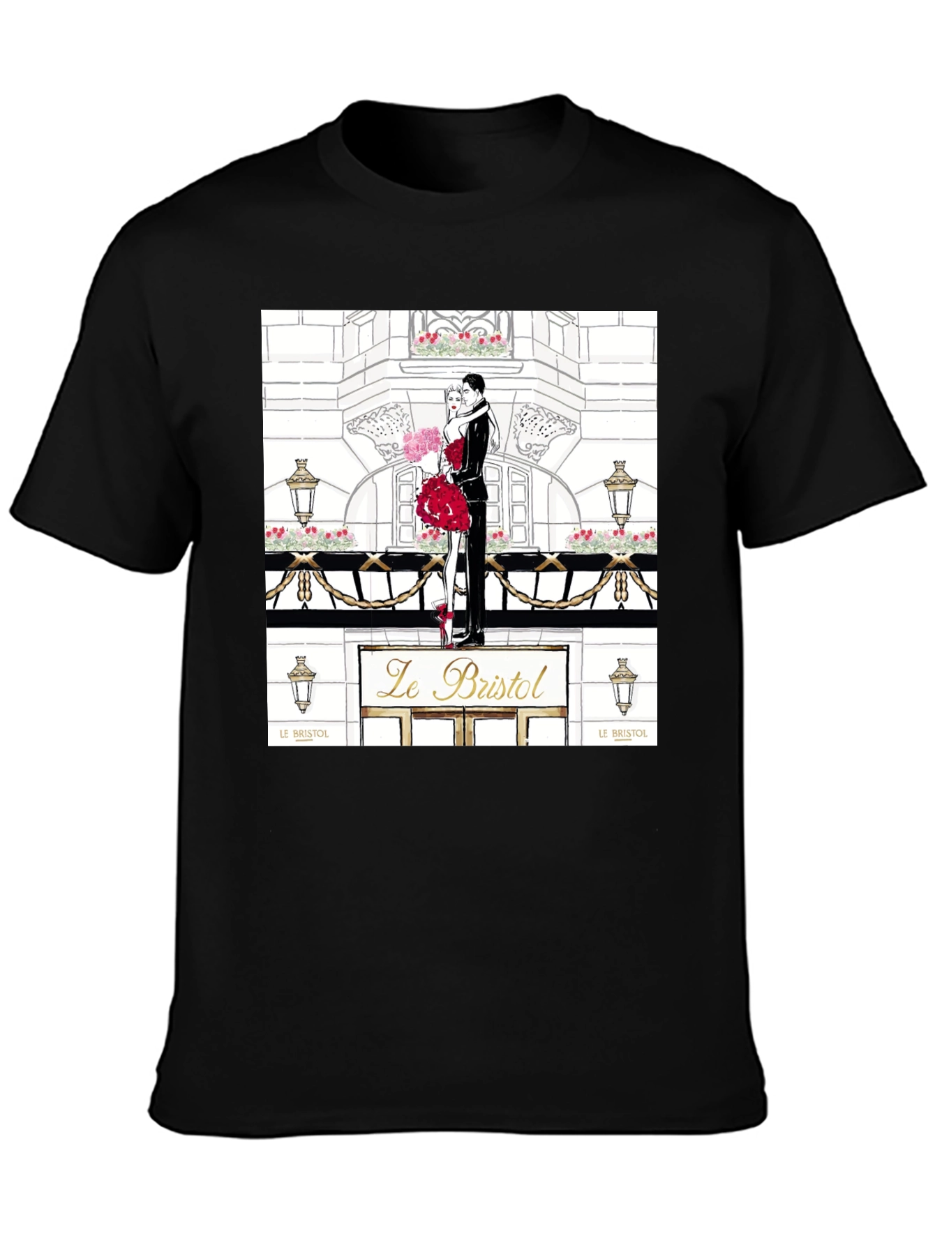 Parisian Romance Graphic Tee - Black