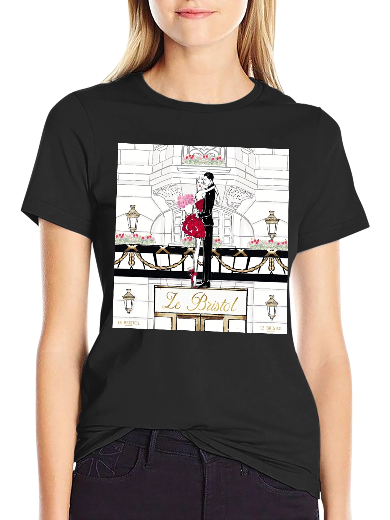 Parisian Romance Graphic Tee - Black