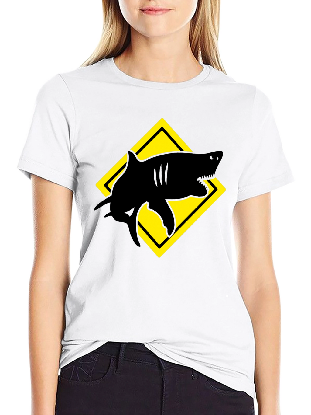 Shark Warning T-Shirt - Black Graphic Tee