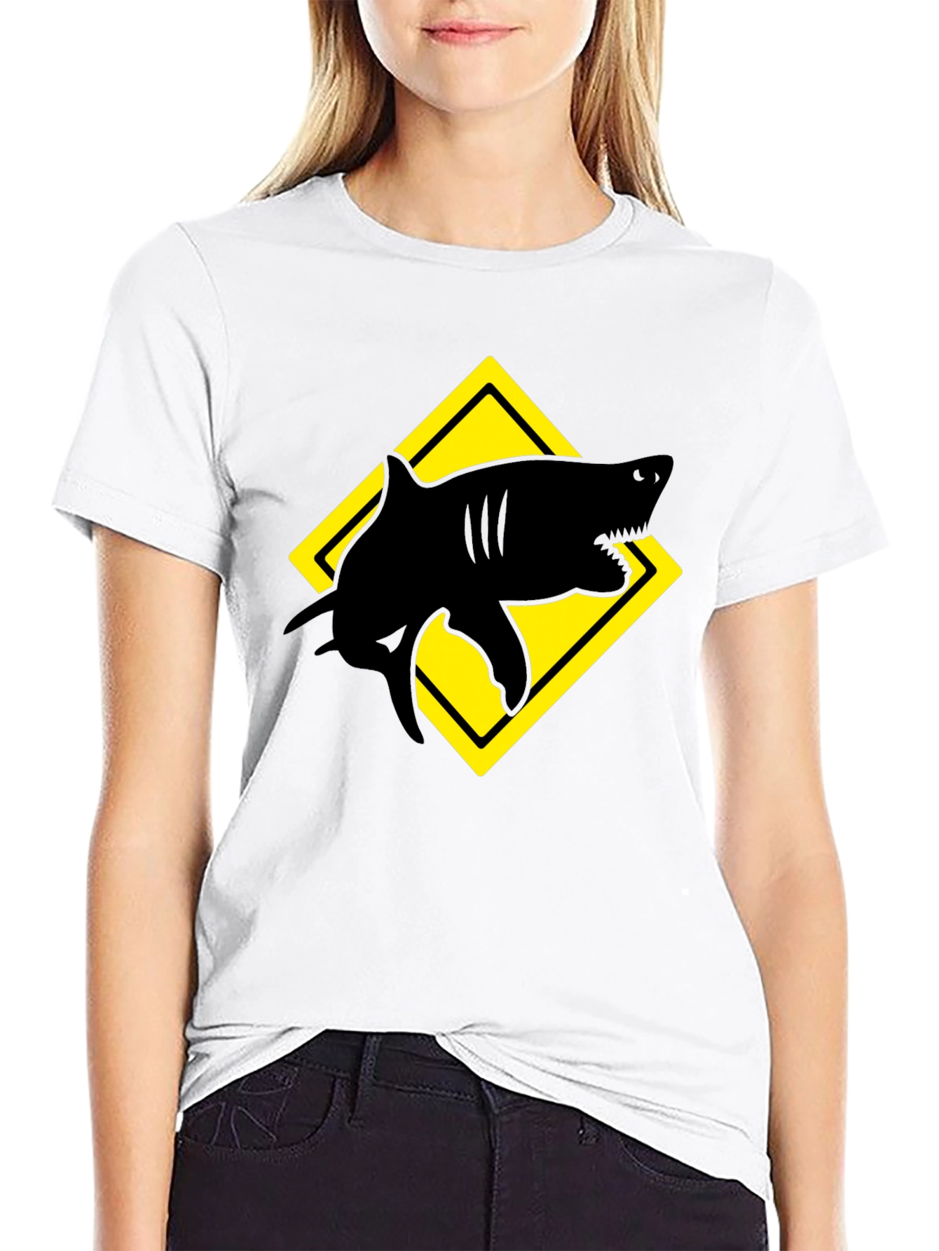 Shark Warning T-Shirt - Black Graphic Tee