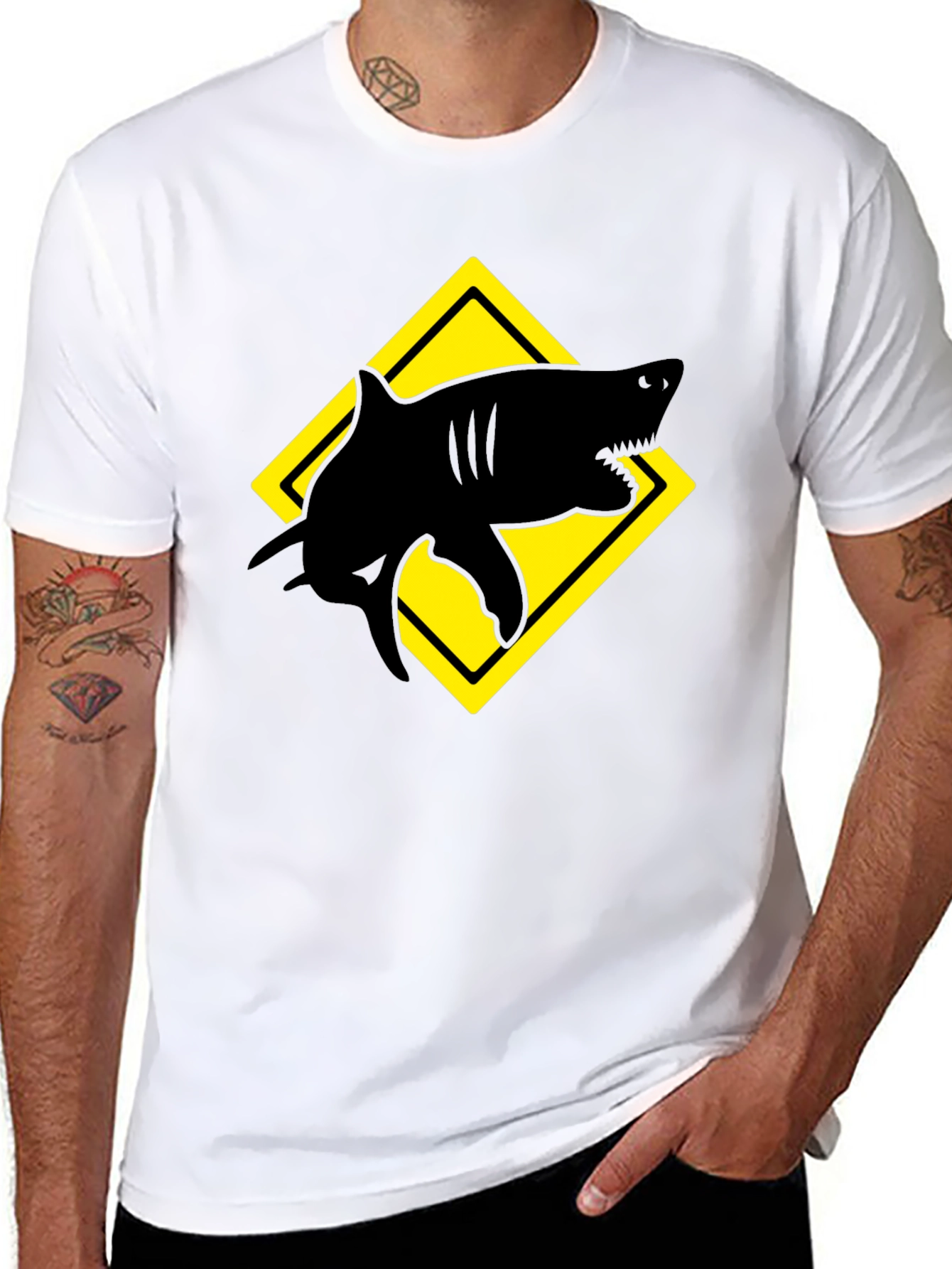 Shark Warning T-Shirt - Black Graphic Tee