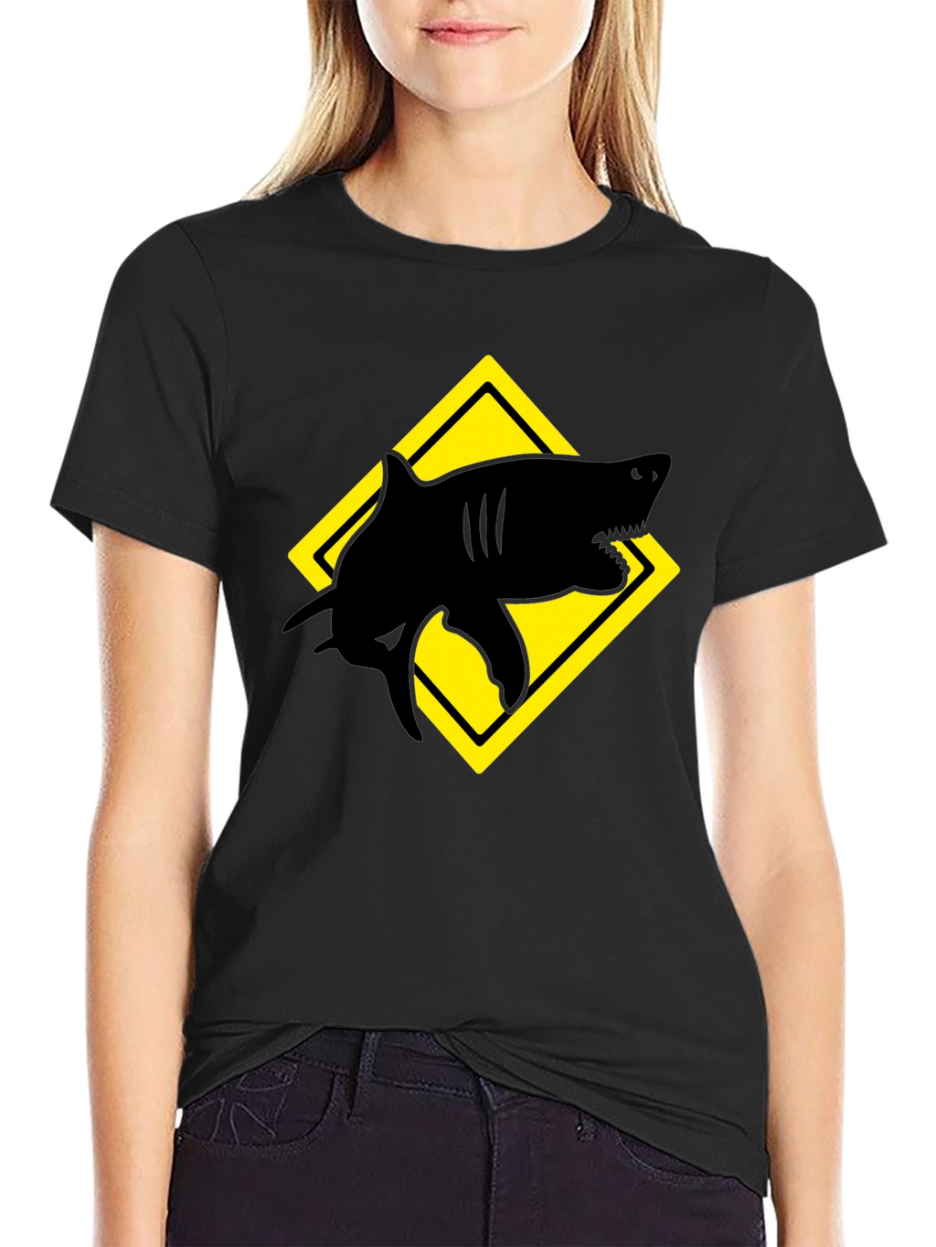 Shark Warning T-Shirt - Black Graphic Tee