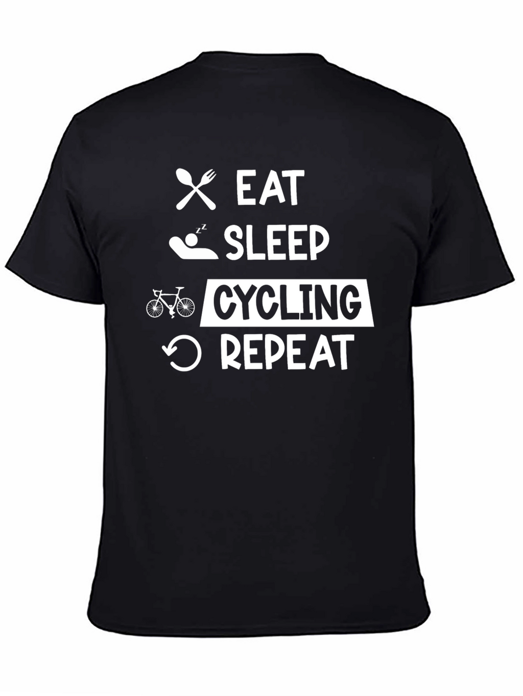Eat Sleep Cycling Repeat Black T-Shirt