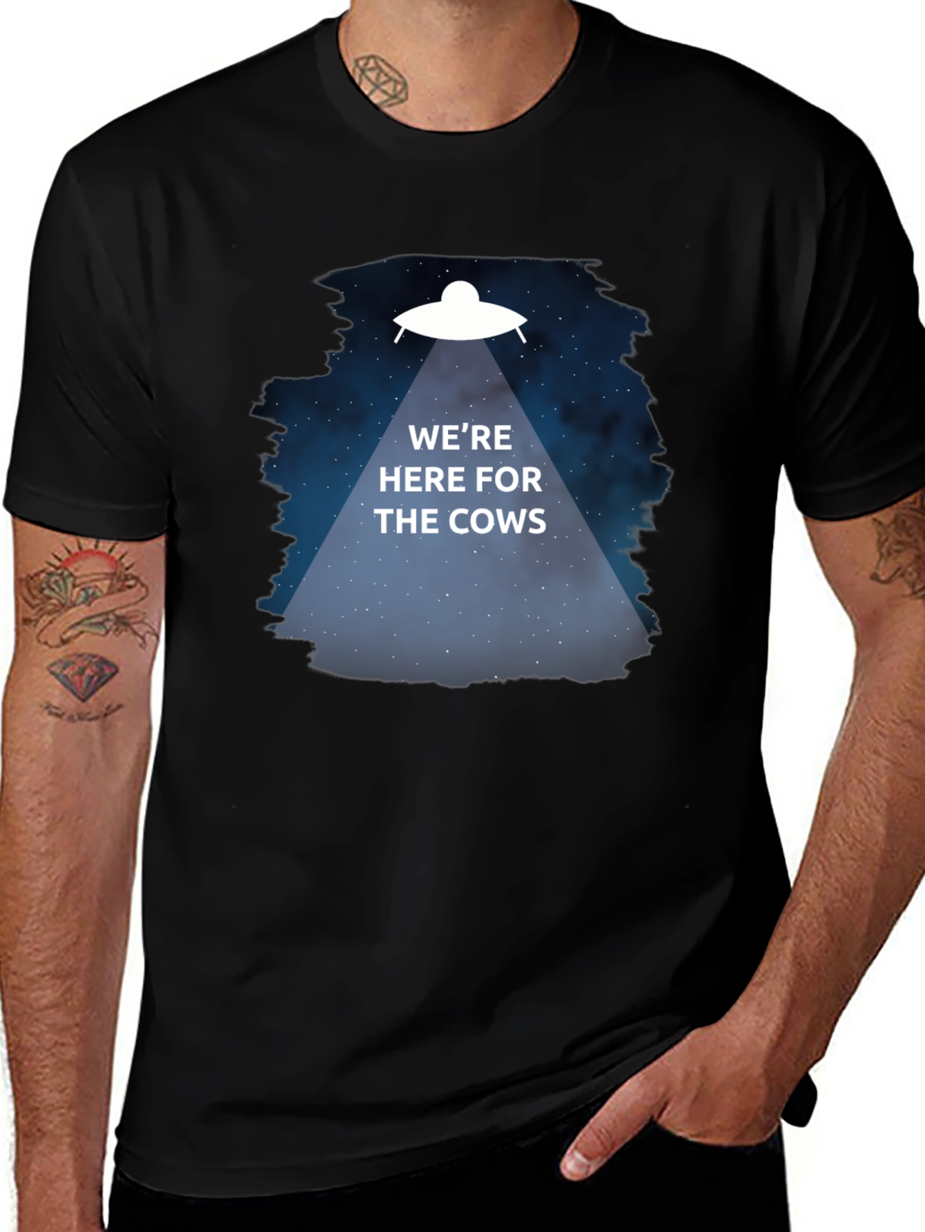 Were Here for the Cows T-Shirt Alien Abduction