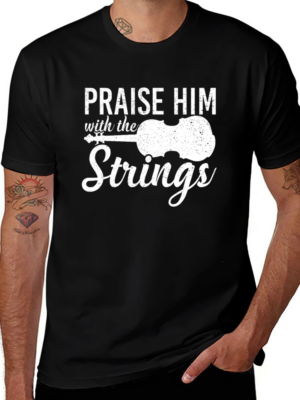 Praise Him With Strings - Black T-Shirt