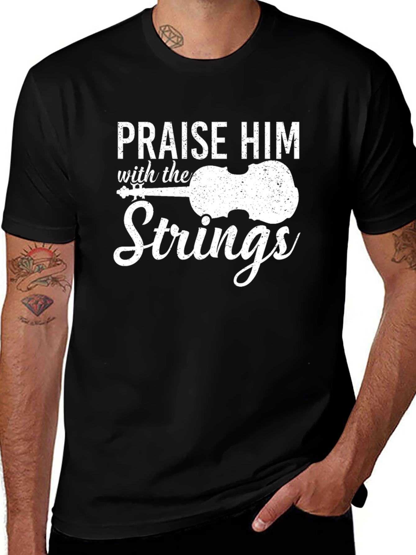 Praise Him With Strings - Black T-Shirt
