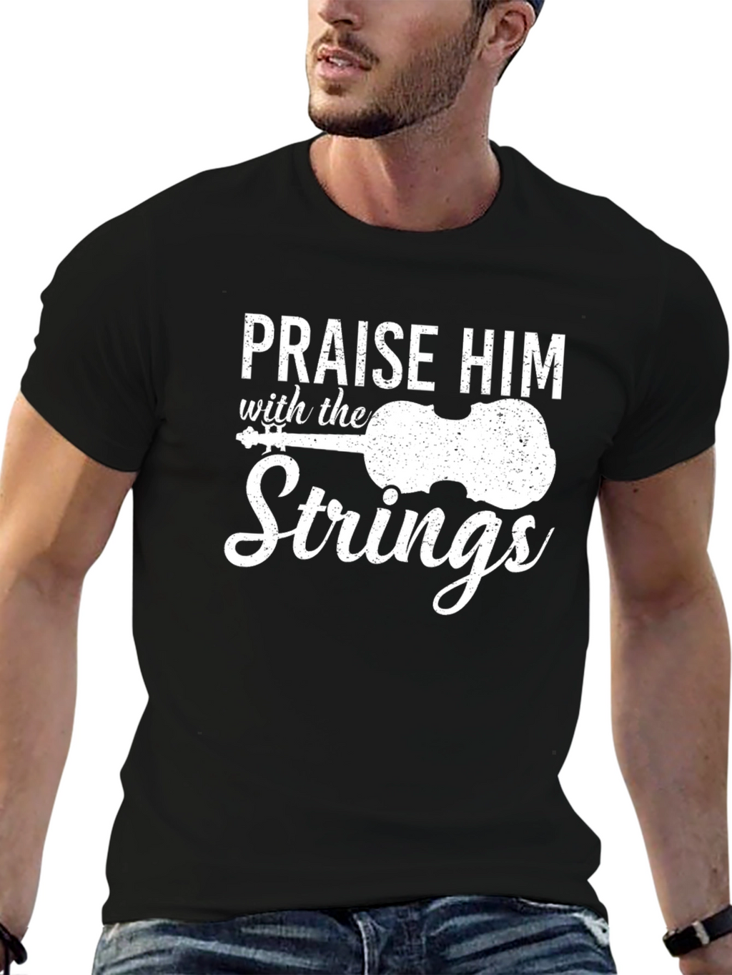 Praise Him With Strings - Black T-Shirt